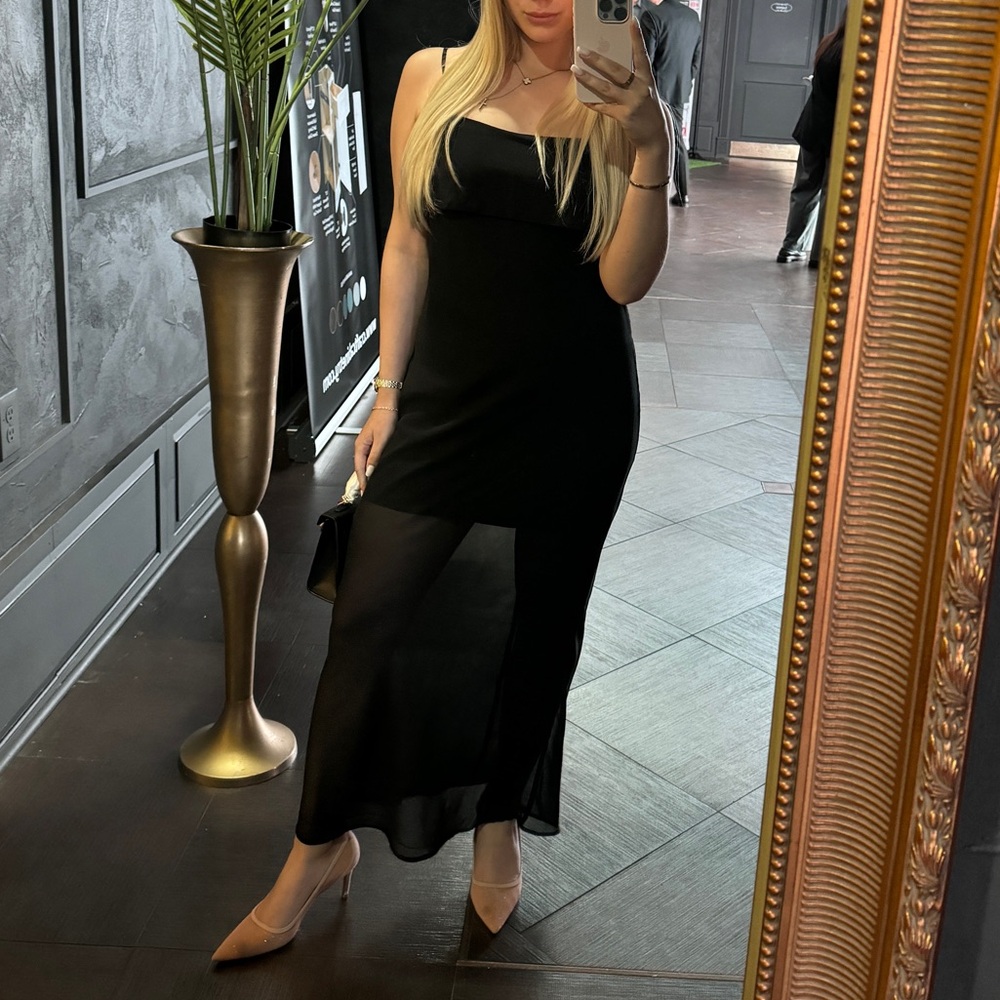 Elegant Black Sheer Maxi Dress
